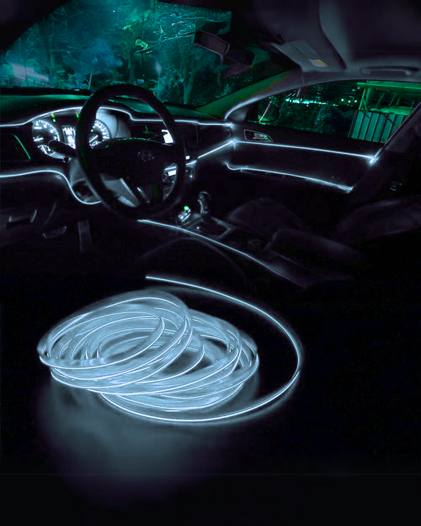 Hilo neón para coche con ceja para instalación | Hilo luminoso decorativo 3 metros