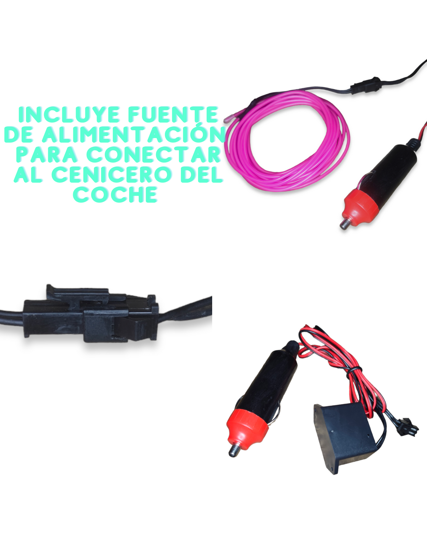Hilo neón 3 metros 12V para coche | Hilo luminoso tipo neón decorativo | Próximamente descontinuado