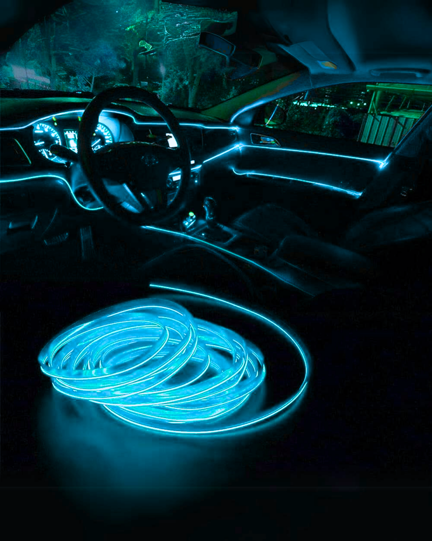 Hilo neón para coche con ceja para instalación | Hilo luminoso decorativo 3 metros