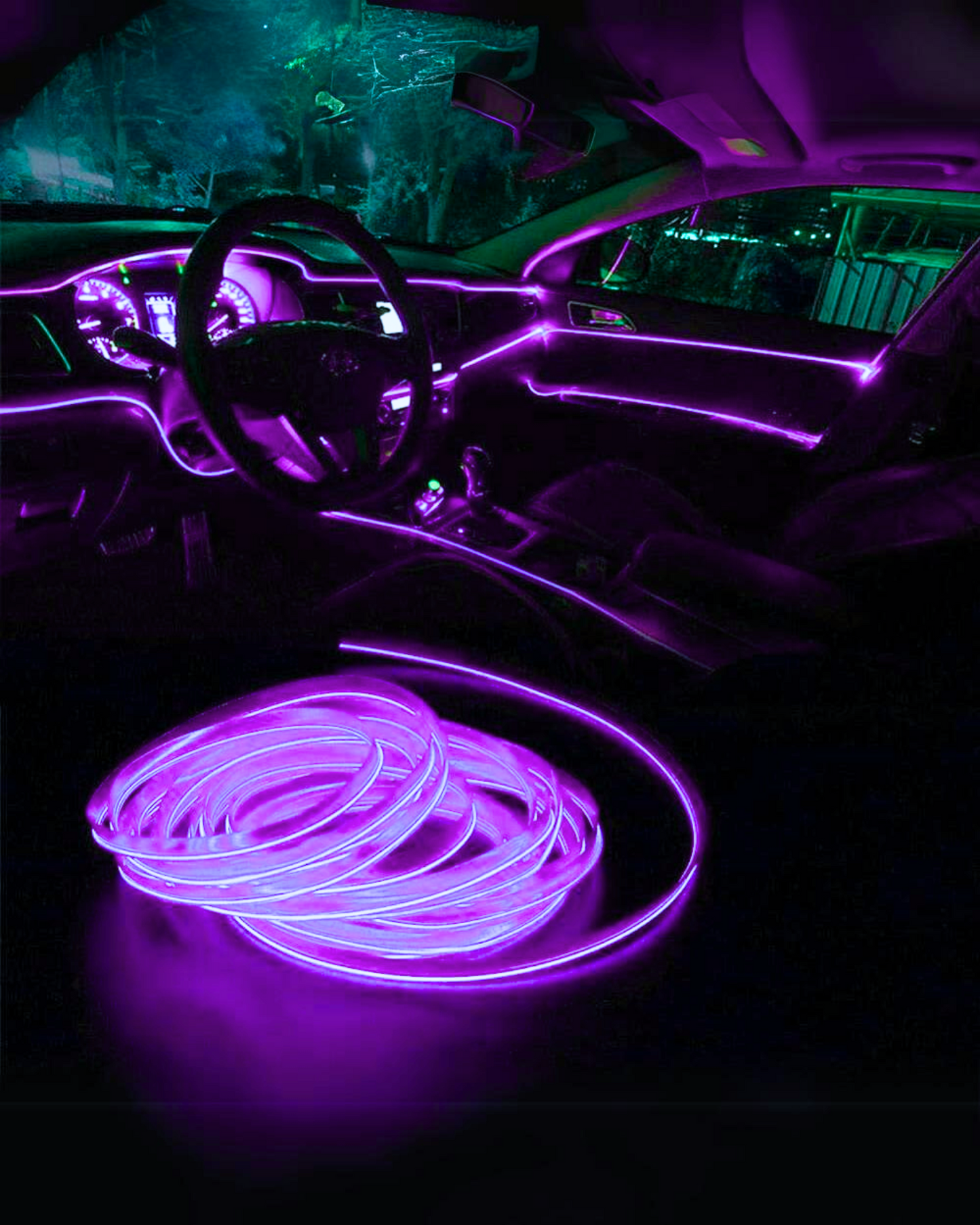 Hilo neón para coche con ceja para instalación | Hilo luminoso decorativo 3 metros