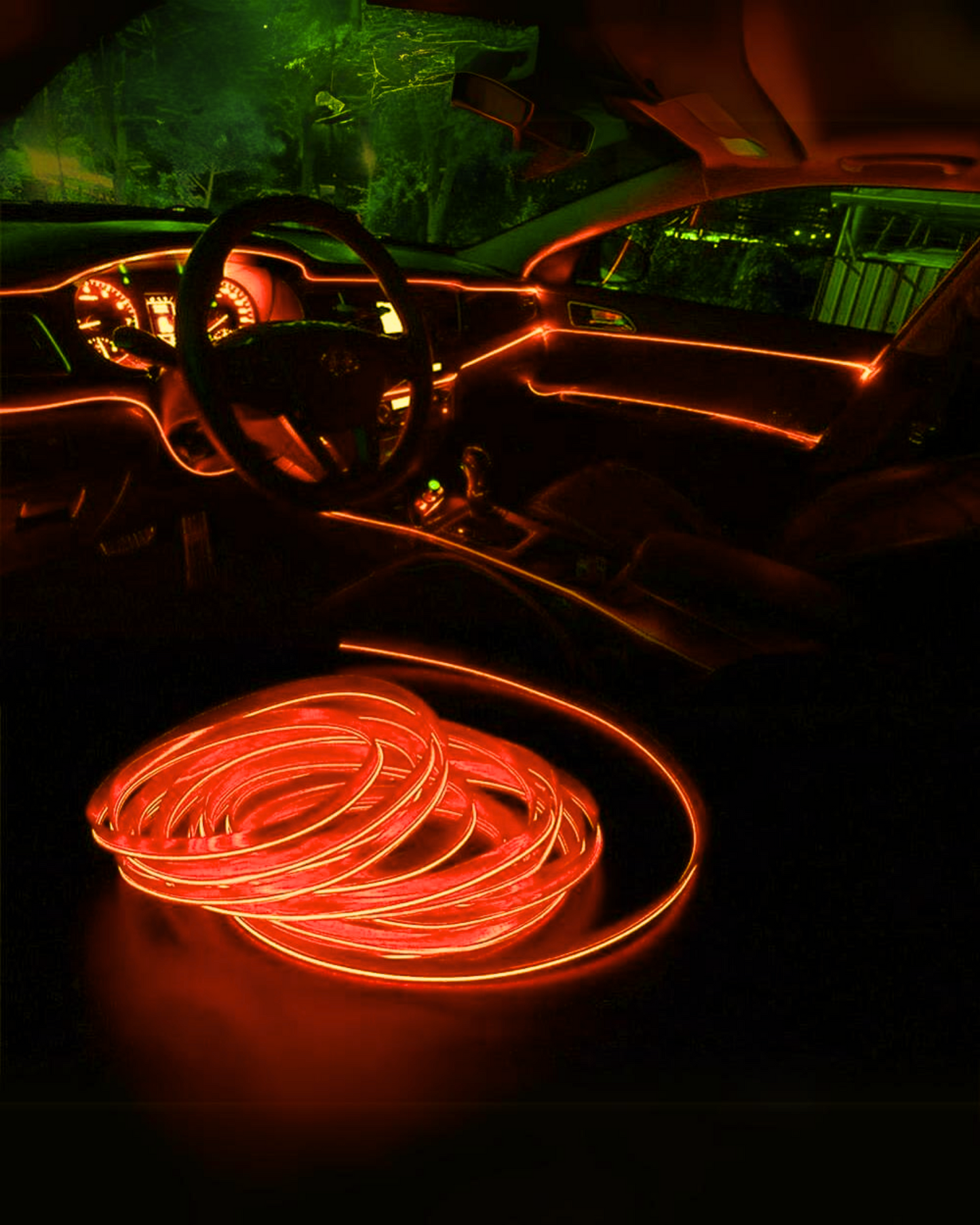 Hilo neón para coche con ceja para instalación | Hilo luminoso decorativo 3 metros