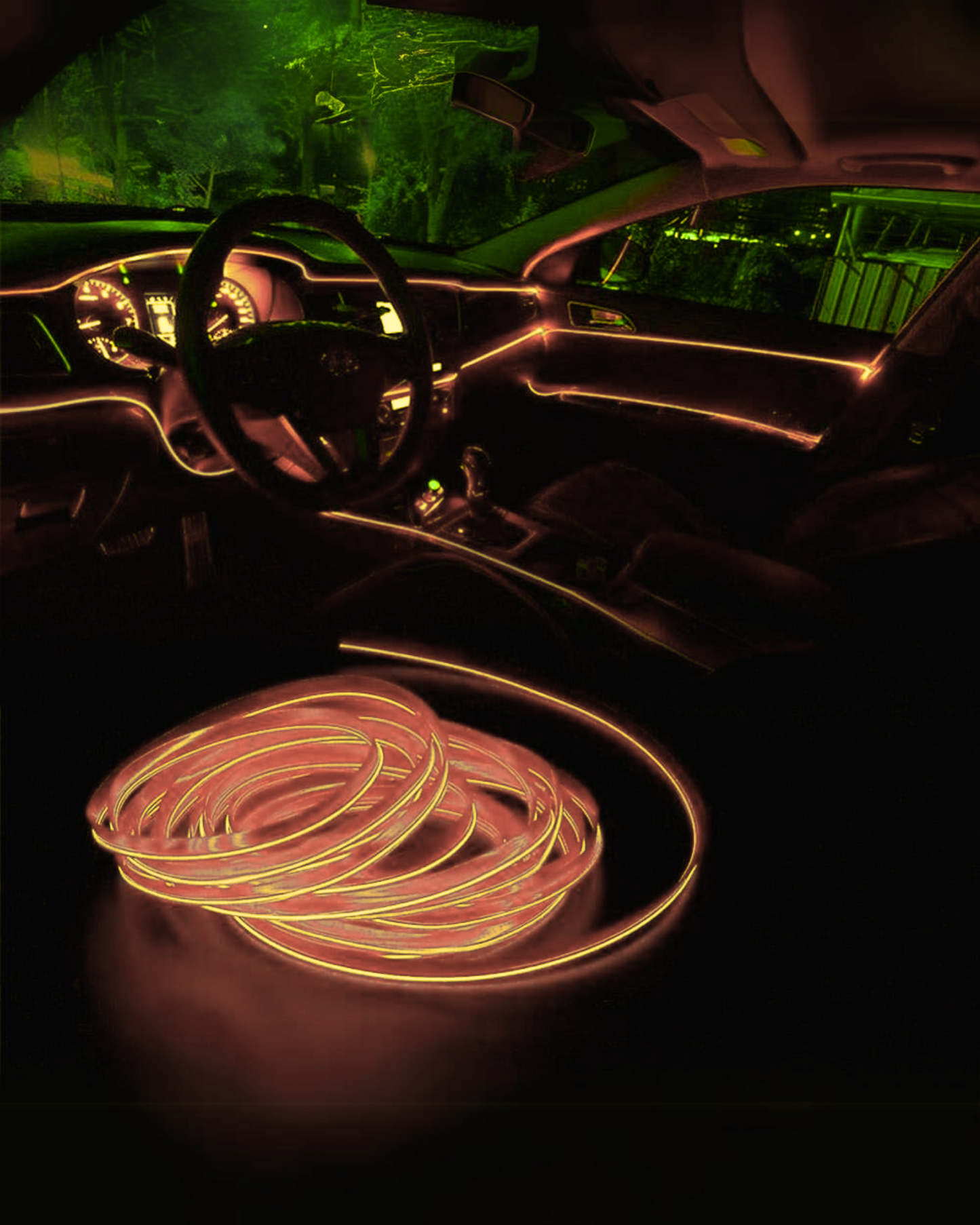 Hilo neón para coche con ceja para instalación | Hilo luminoso decorativo 3 metros