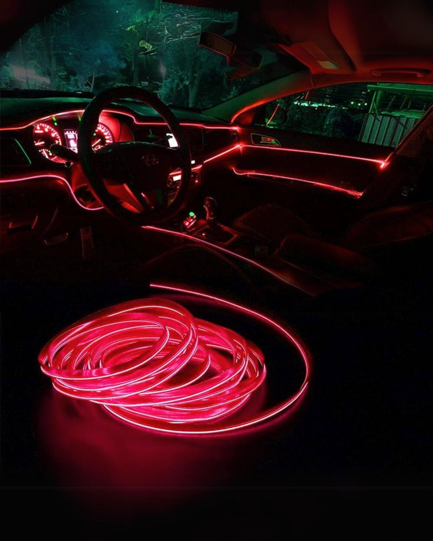 Hilo neón para coche con ceja para instalación | Hilo luminoso decorativo 3 metros