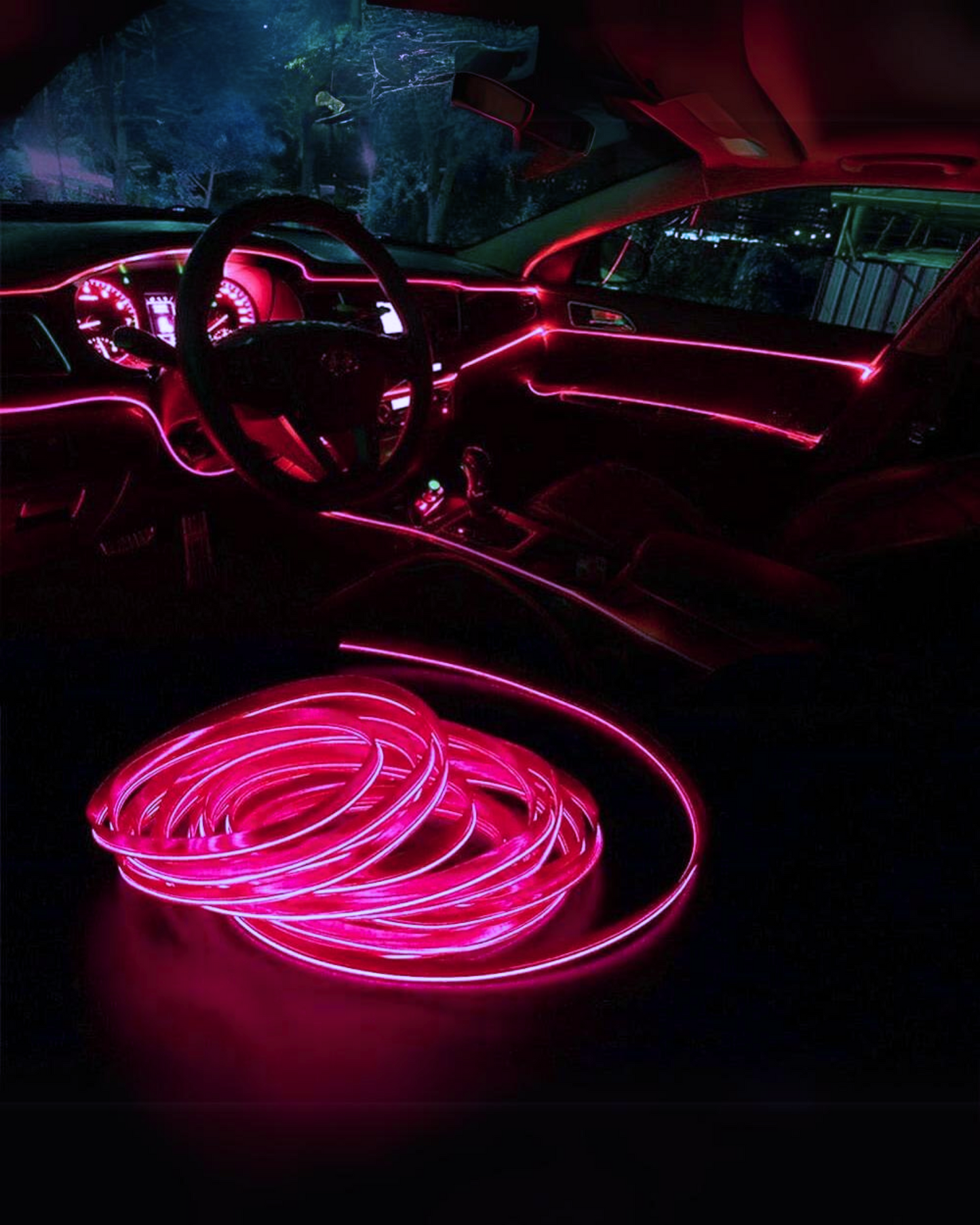 Hilo neón para coche con ceja para instalación | Hilo luminoso decorativo 3 metros