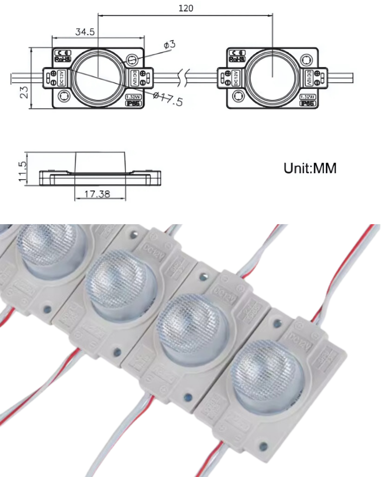 Modulo LED 4931 con lupa | Modulo LED tipo lupa | Modulo LED de uso general 12V