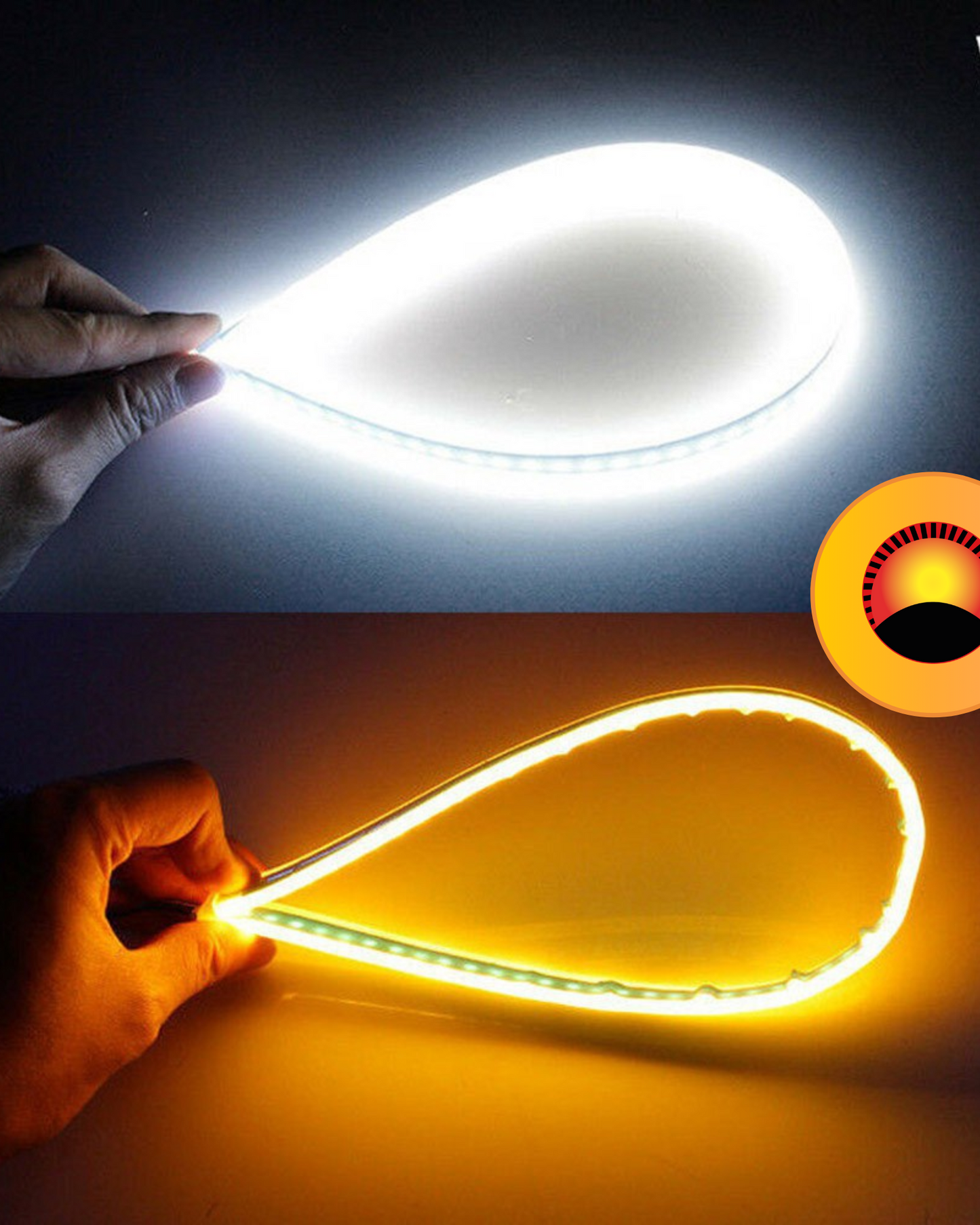 Par Tiras de led para faros direccionales de automóvil | Tira LED DRL secuencial Blanco y Amarillo