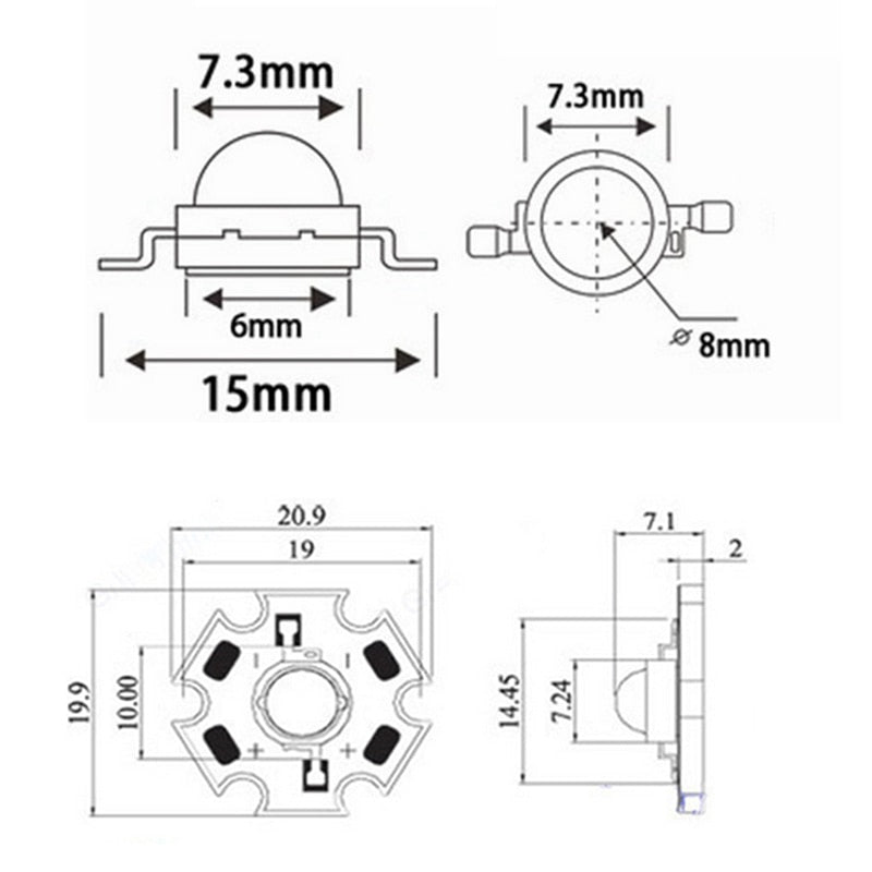 Disipador de calor de aluminio para Chip LED de potencia 3w