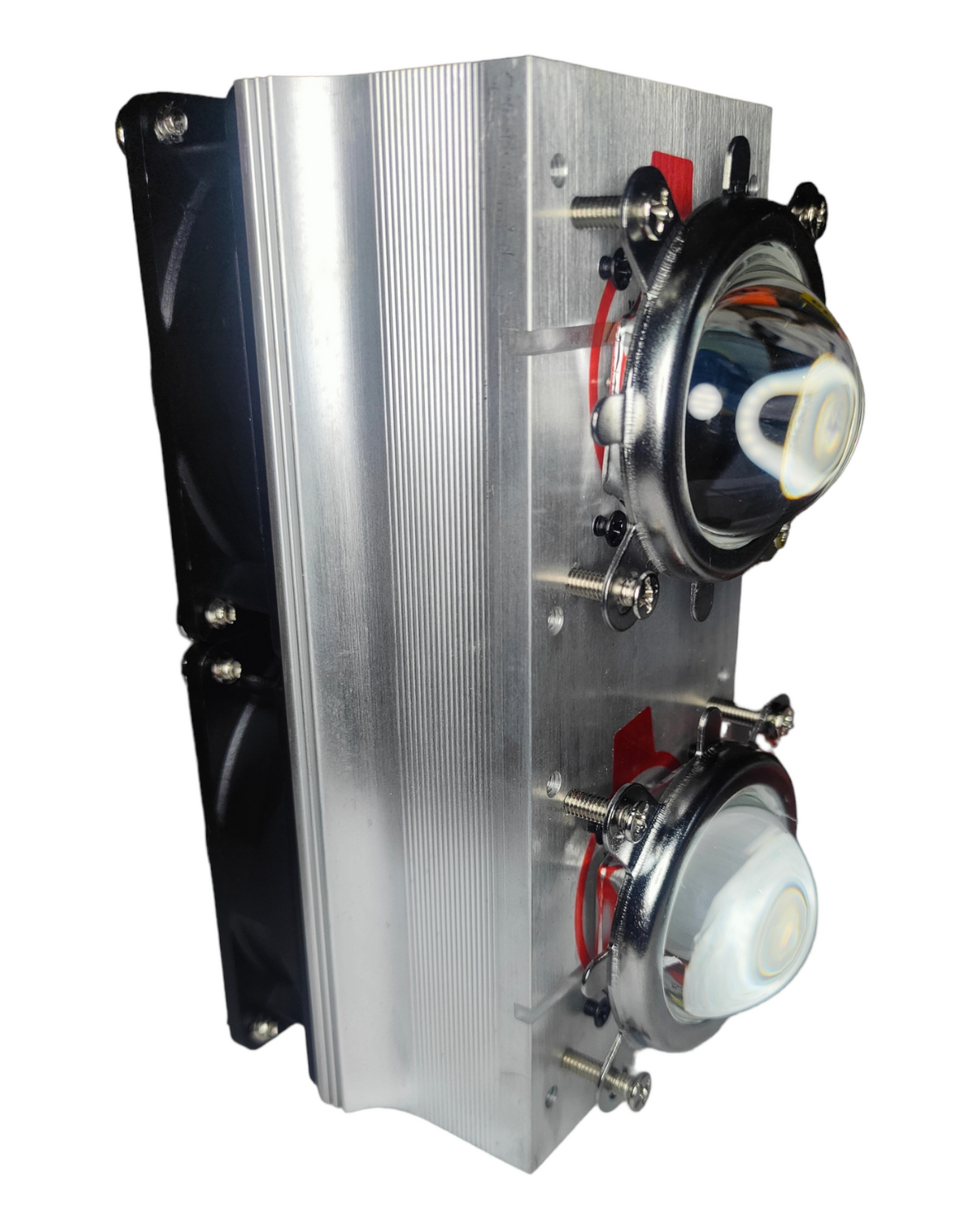 Disipador de calor de aluminio con 2 ventiladores para pastilla Chip LED de potencia | Proximamente descontinuado