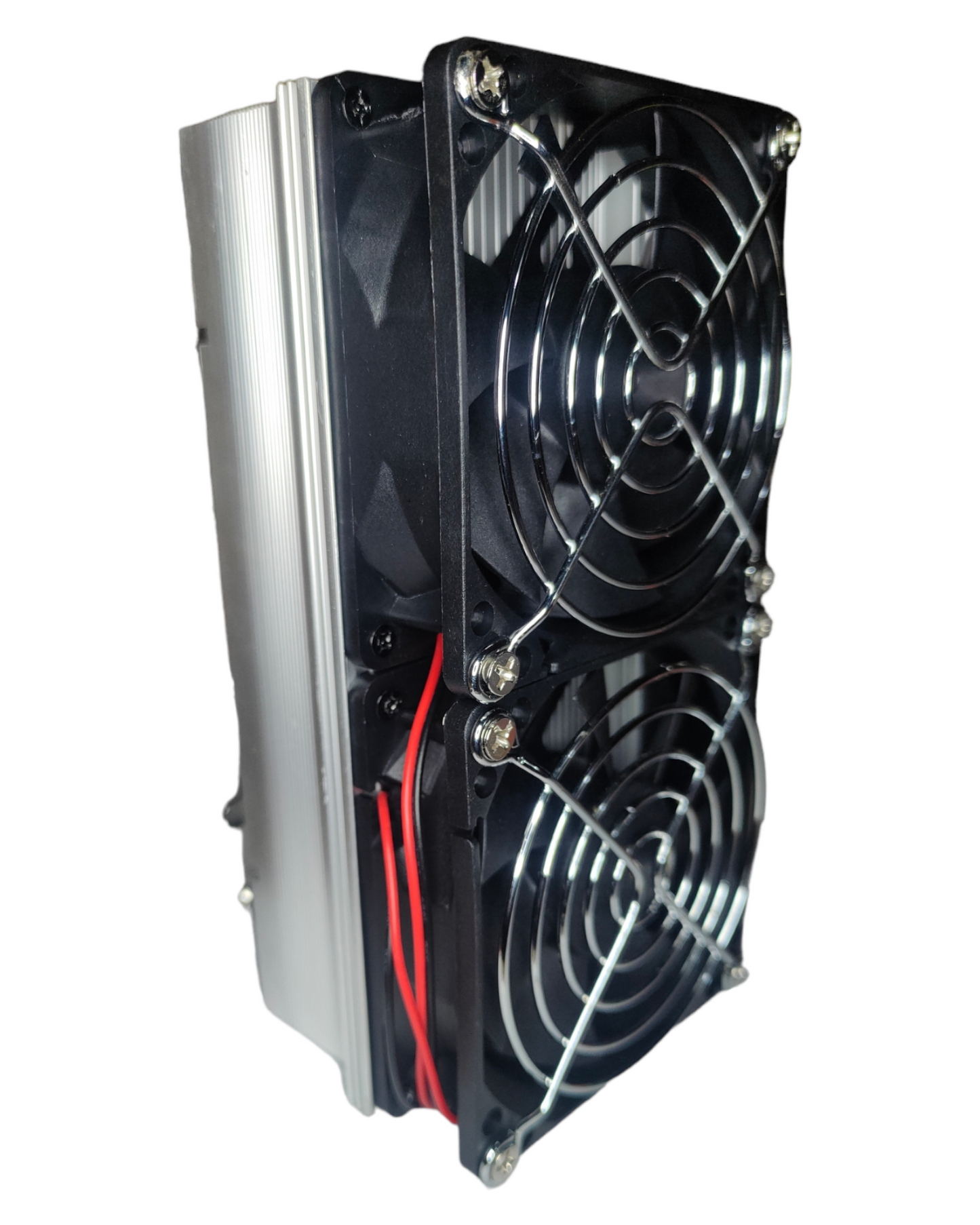 Disipador de calor de aluminio con 2 ventiladores para pastilla Chip LED de potencia | Proximamente descontinuado