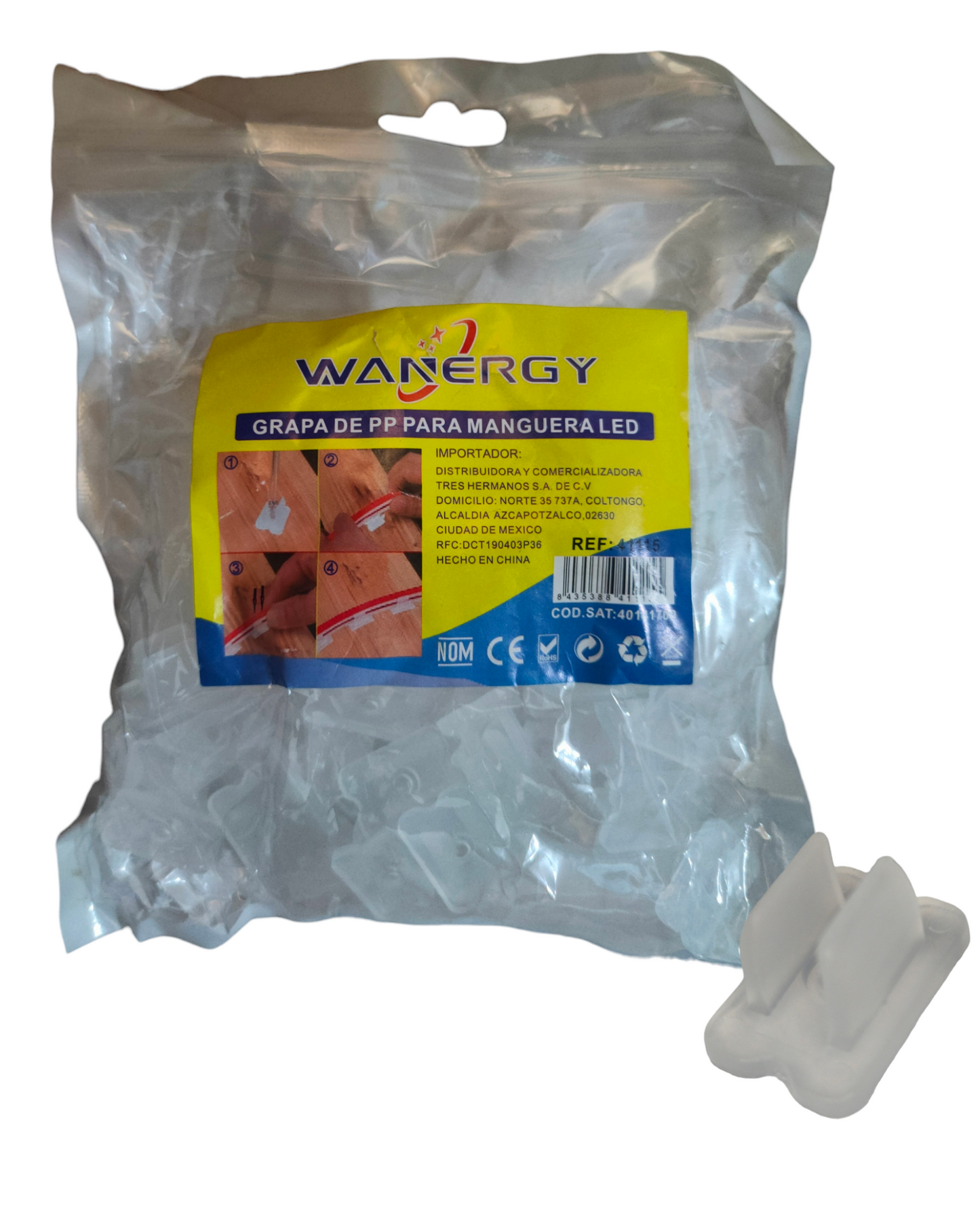 Grapa PVC para tira Neonflex 6x12mm | Grapa para sujetar tira de LED a pared