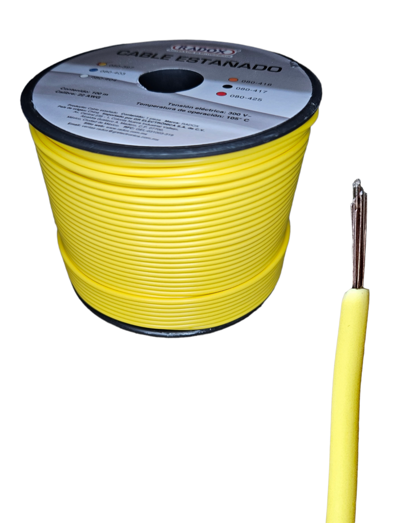 Cable estañado unipolar calibre 22AWG | Cable de 1 vía estañado para tira de LED