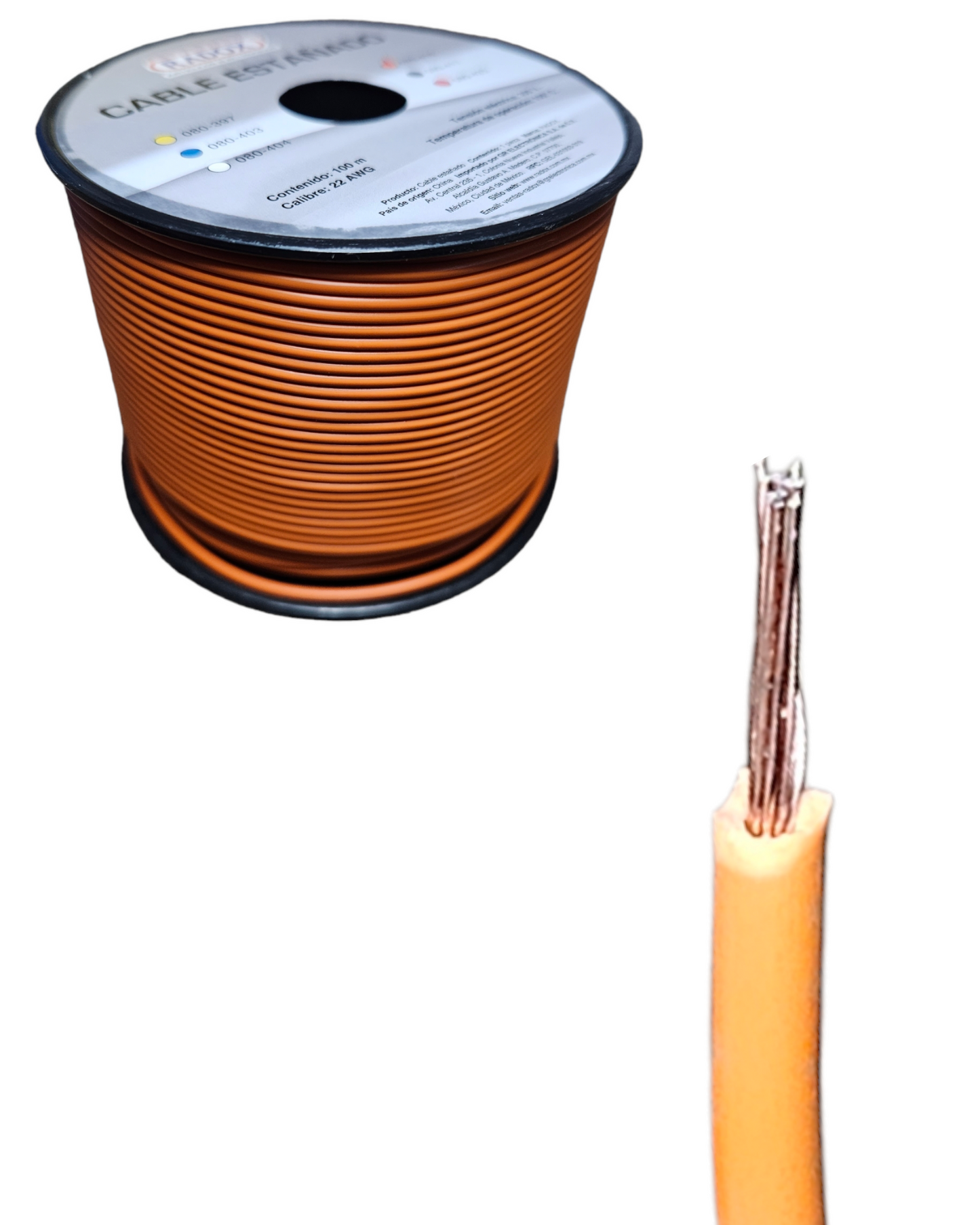 Cable estañado unipolar calibre 22AWG | Cable de 1 vía estañado para tira de LED