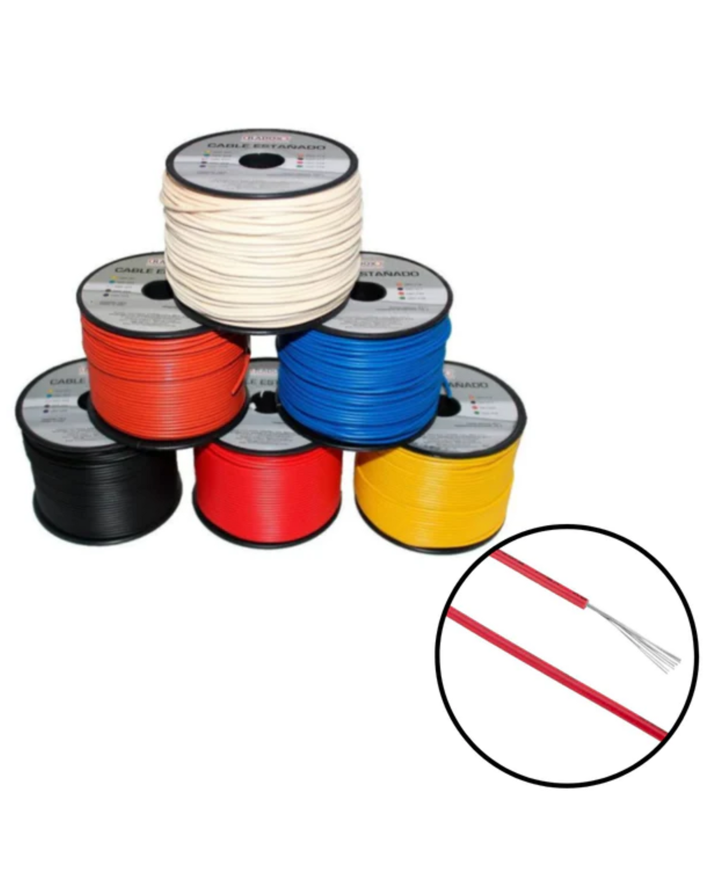 Cable estañado unipolar calibre 22AWG | Cable de 1 vía estañado para tira de LED