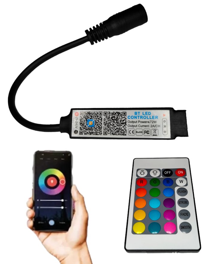 Controlador Bluetooth para tira LED RGB con control manual | 5V a 24V | Próximamente descontinuado