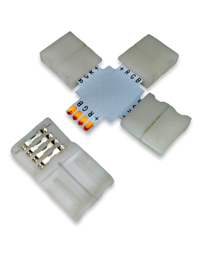 Cople para tira de LED RGB multicolor | Cople tipo X T L | Empalme tira led