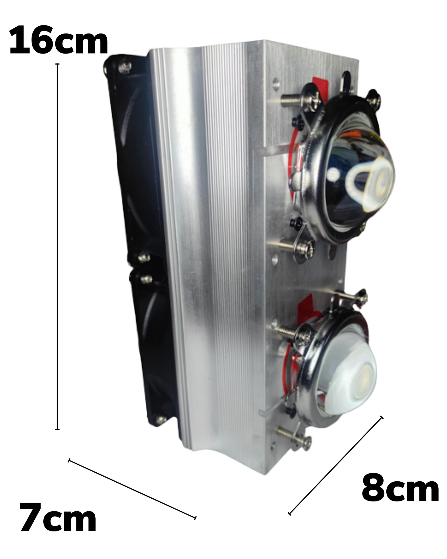 Disipador de calor de aluminio con 2 ventiladores para pastilla Chip LED de potencia | Proximamente descontinuado
