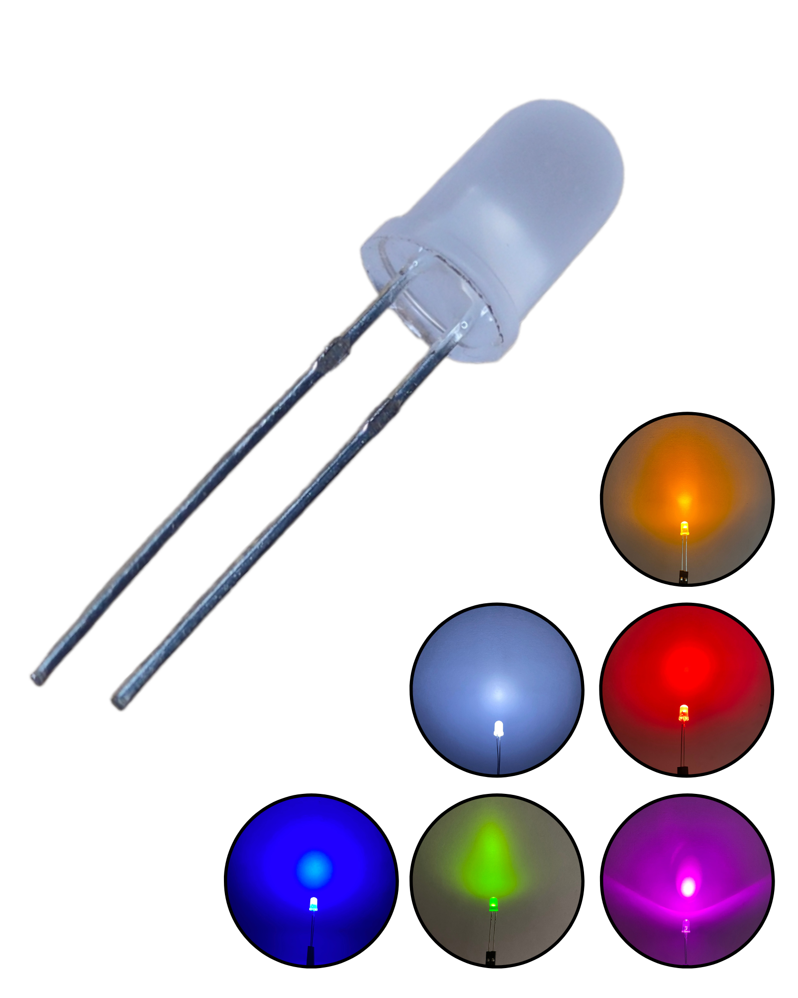 Diodo LED Difuso Opaco 5mm Diferentes Colores