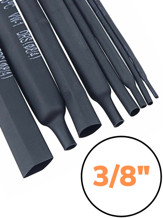 Tubo aislante eléctrico termocontractil 3/8" negro | Manguera termocontraible | Aislante eléctrico encogible al calor