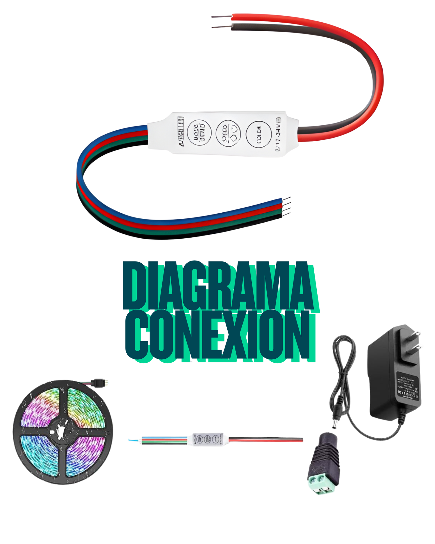 Dimmer destellador para tira de LED RGB | Control manual regulador 4 cables RGB 5 a 24V DC