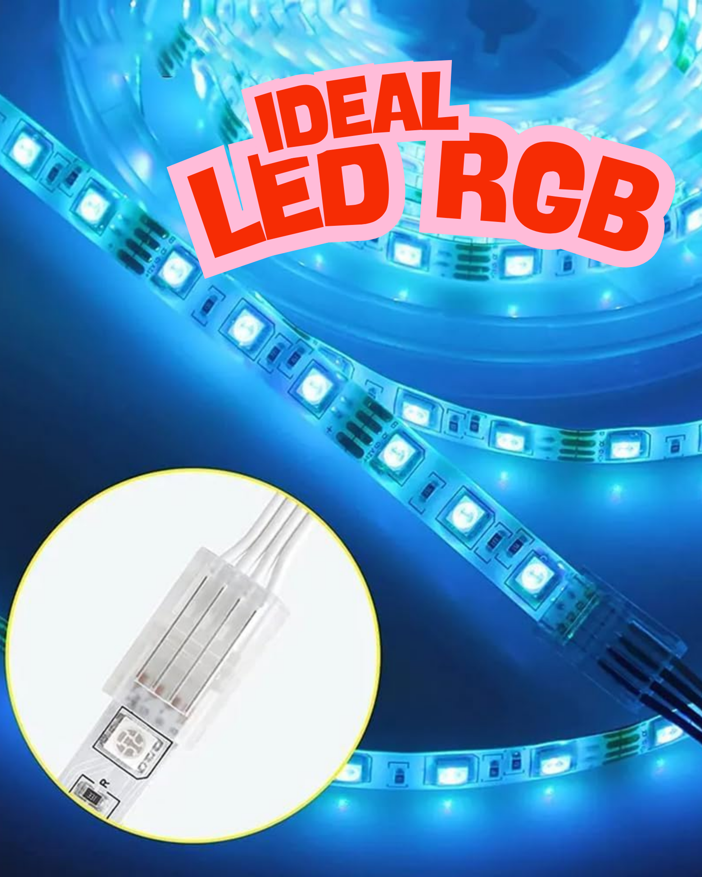 Conector transparente para Tira LED RGB 8mm | Cople empalme sin soldar para Tira de LED RGB 5050