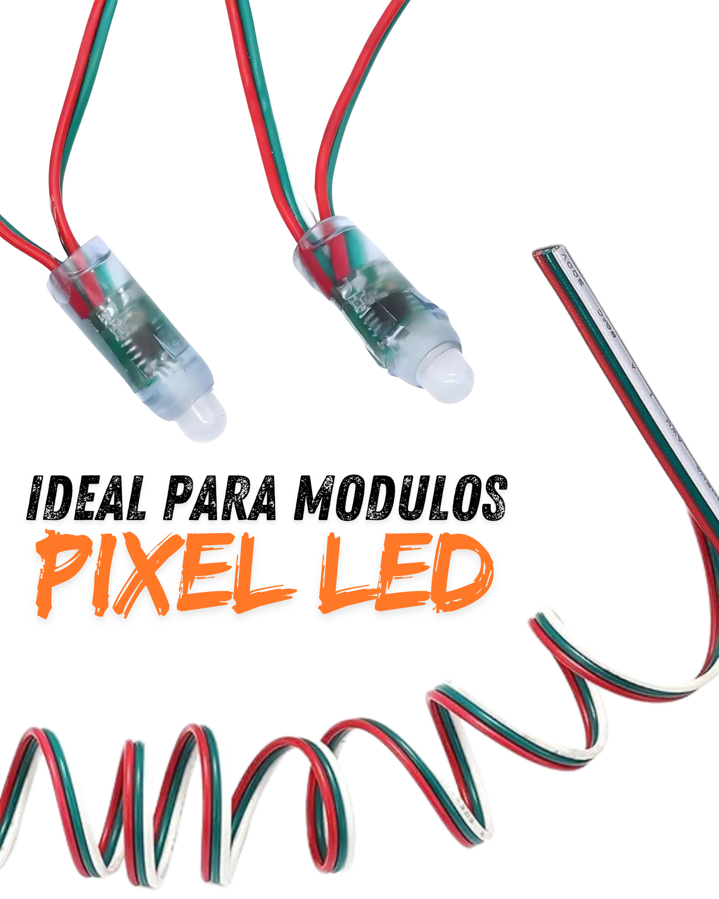 Cable para tira LED 3 hilos calibre 26AWG | Cable de 3 vías para tira LED Neopixel - Pixel LED