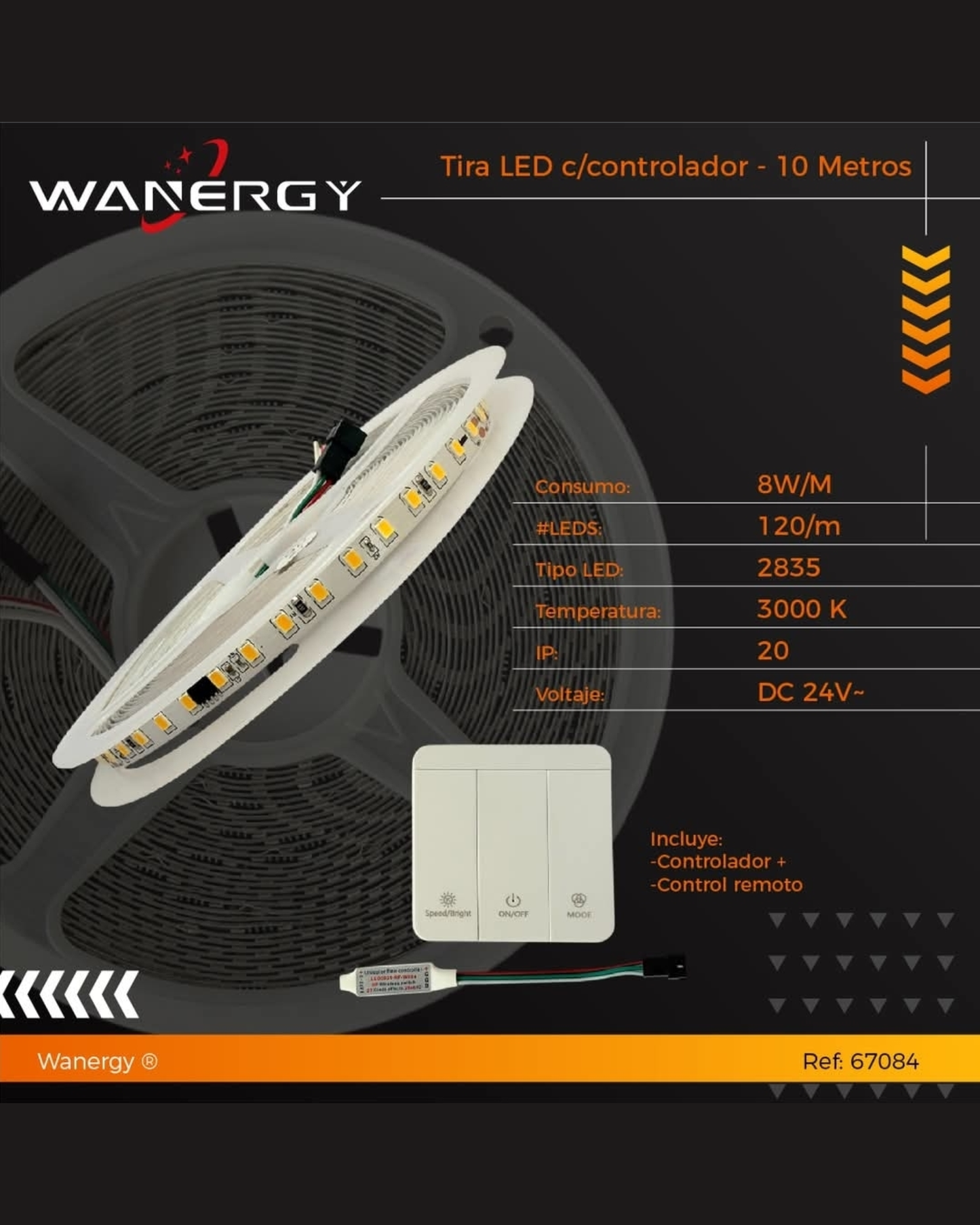Tira de LED decorativa efecto de agua corriendo | Rollo de 10 metros 24V DC | Diferentes efectos decorativos
