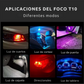 Foco LED pellizco automotriz tipo COB T10 | Foco para coche diferentes colores