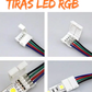 Cople tira LED RGB | Conector RGB 4 pines a grapa