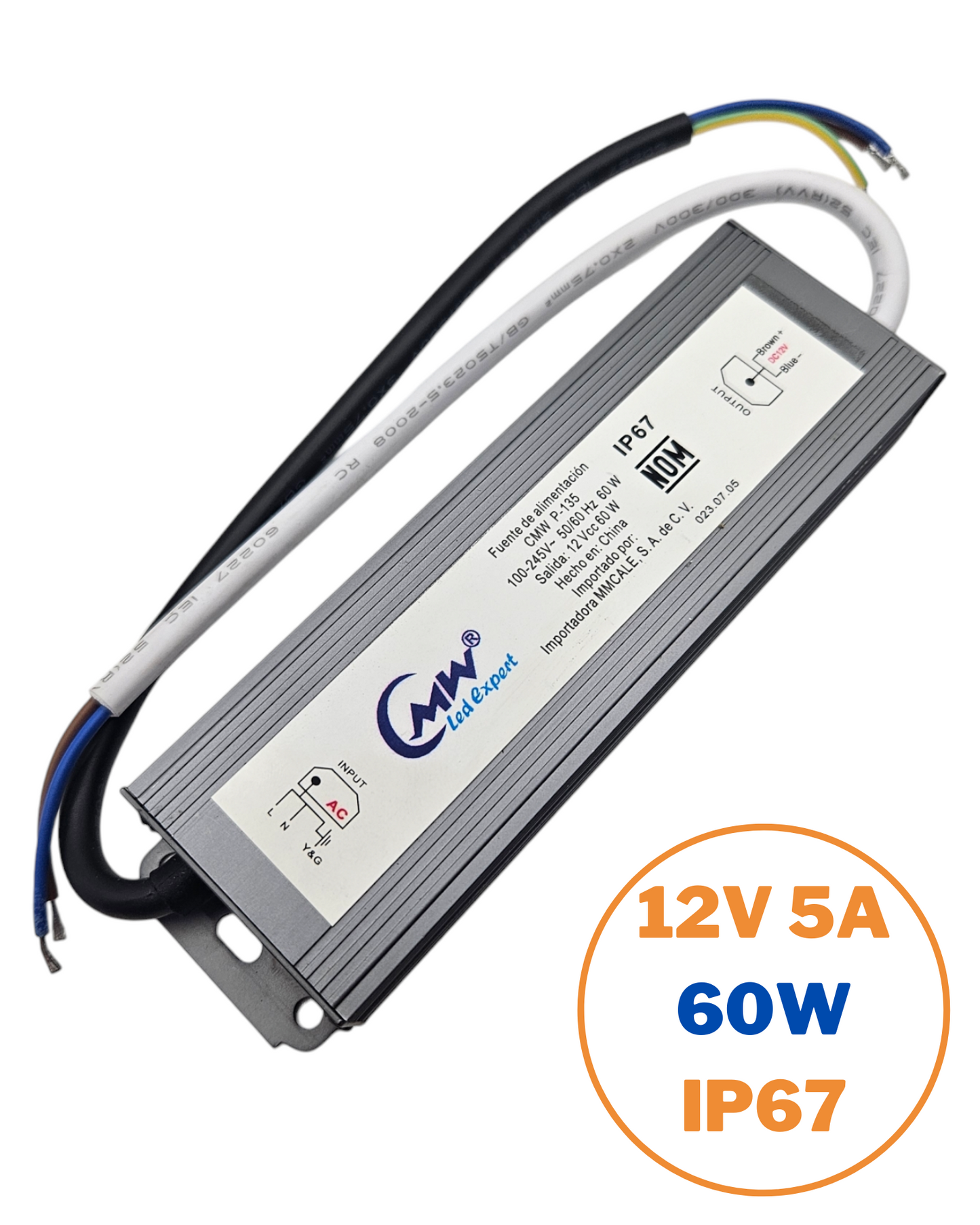 Fuente conmutada para exterior IP67 60W 110 VAC - 220 VAC | Fuente de alimentación impermeable 12V 5A