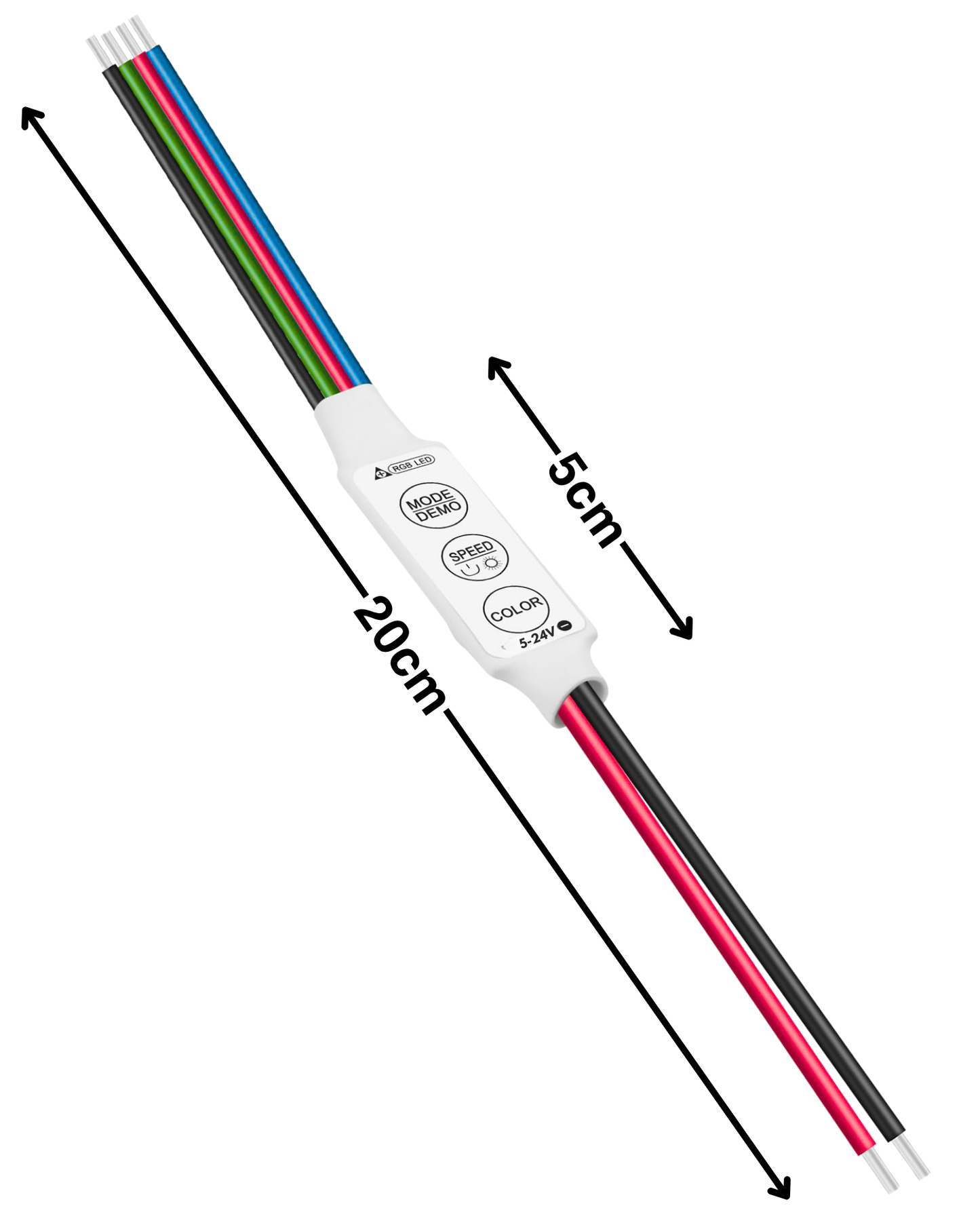 Dimmer destellador para tira de LED RGB | Control manual regulador 4 cables RGB 5 a 24V DC