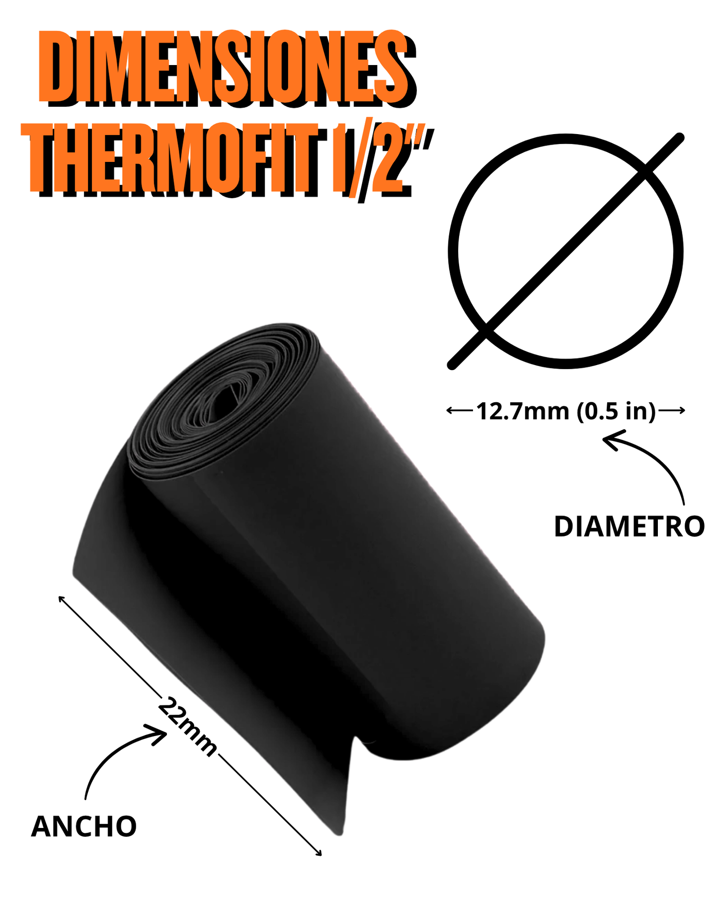 Tubo aislante eléctrico termocontractil 1/2" transparente | Manguera termocontraible | Aislante eléctrico encogible al calor