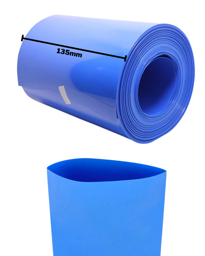 Tubo aislante eléctrico termocontractil 135mm PVC Azul | Aislante eléctrico para baterías de litio | Aislante encogible al calor