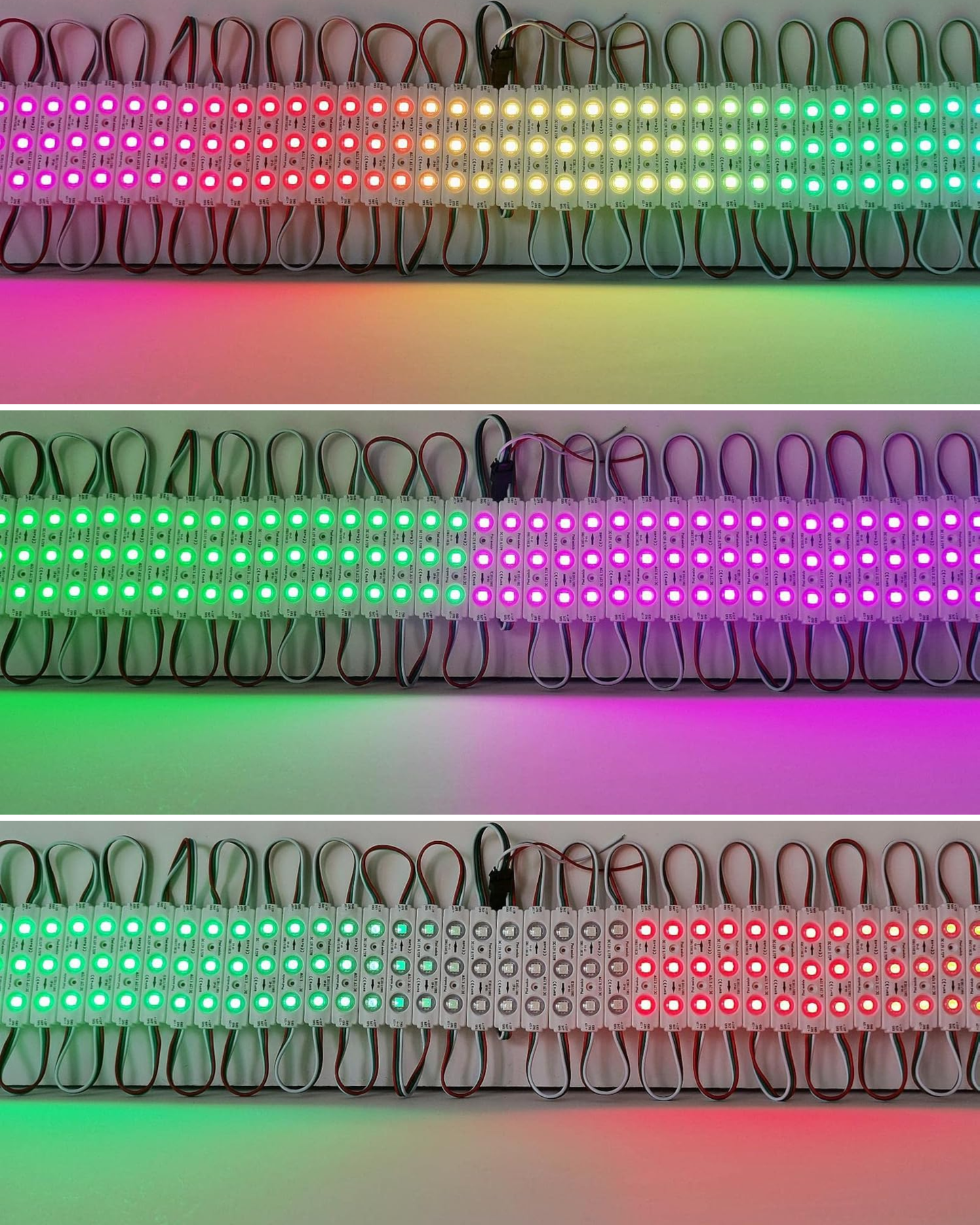 Modulo LED Pixel programable 12V SMD 5050 IP65 | Modulo 3 focos WS2811 | Tira 20 módulos con conectores JST