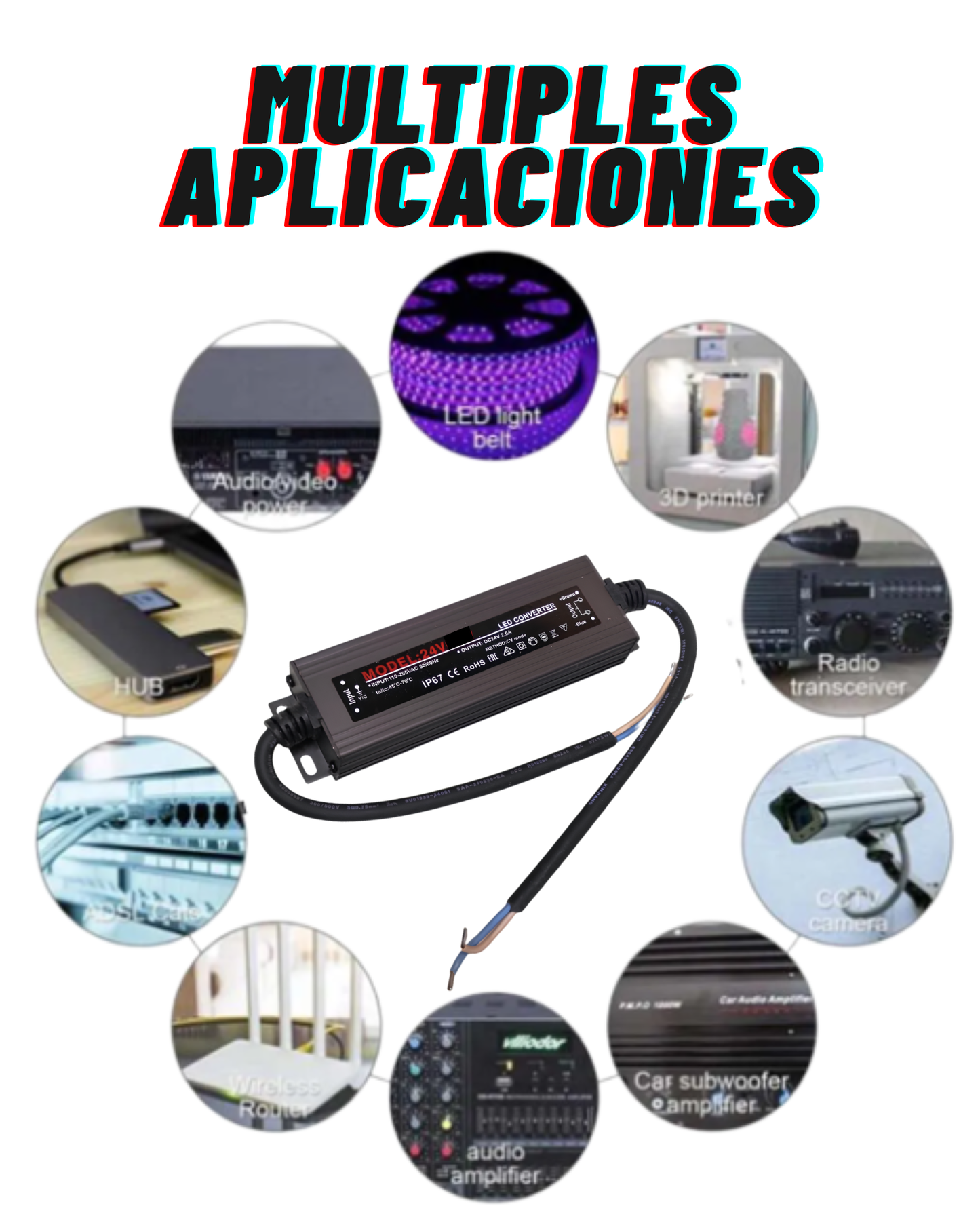 Fuente conmutada para exterior IP67 24V 300W 110 VAC - 220 VAC | Fuente de alimentación impermeable