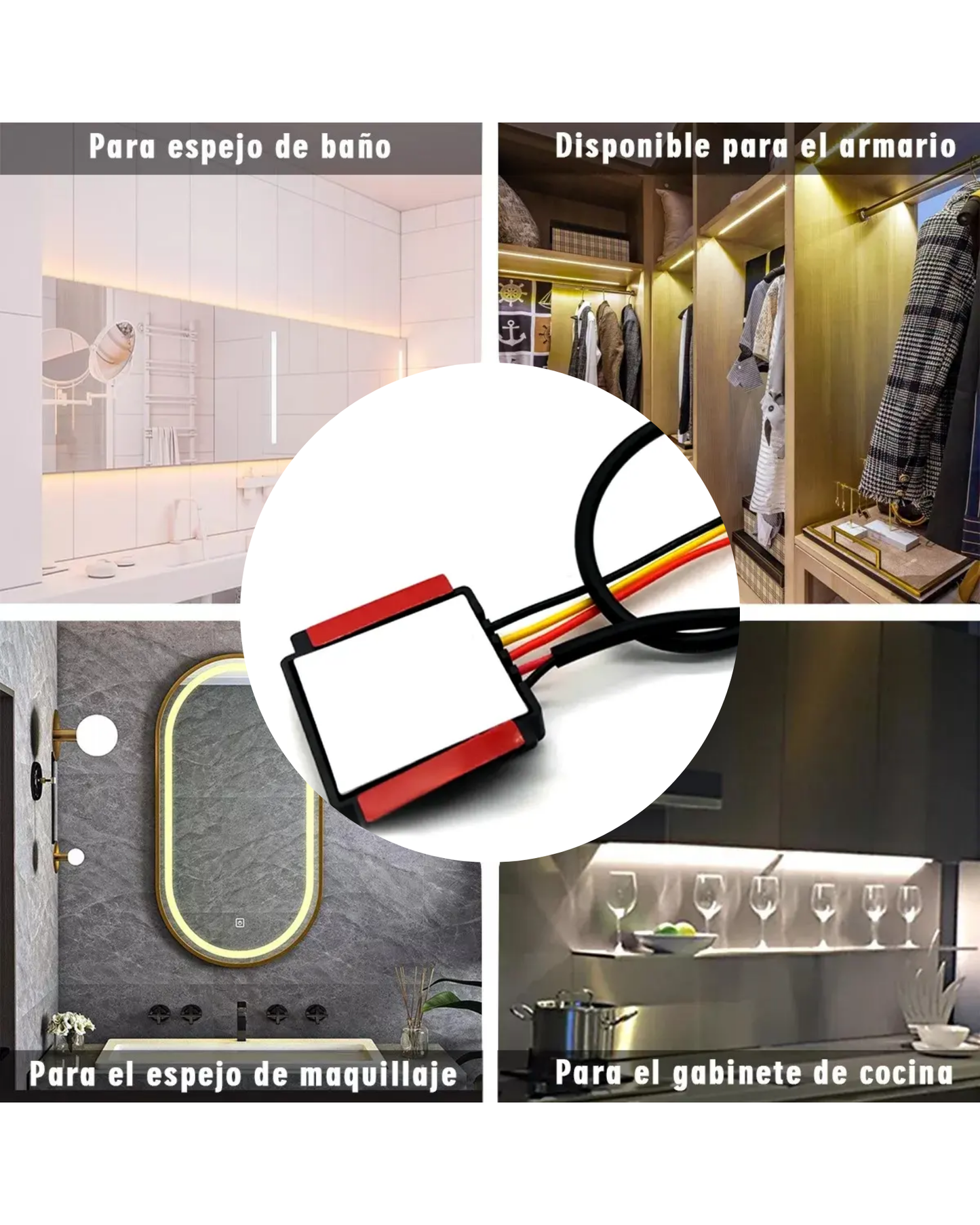 Switch touch para luz led de espejo | Apagador dimmer táctil para espejo de tocador, baño y closet