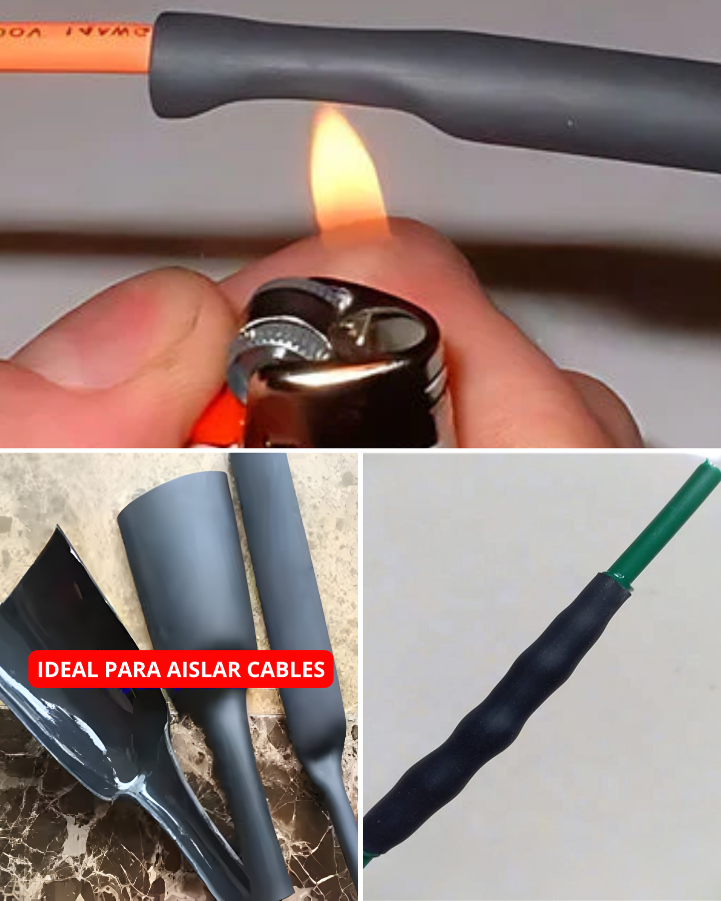 Tubo aislante eléctrico termocontractil 2" con pegamento | Manguera termocontraible con adhesivo | Aislante eléctrico encogible al calor con capa de adhesivo dielectrico