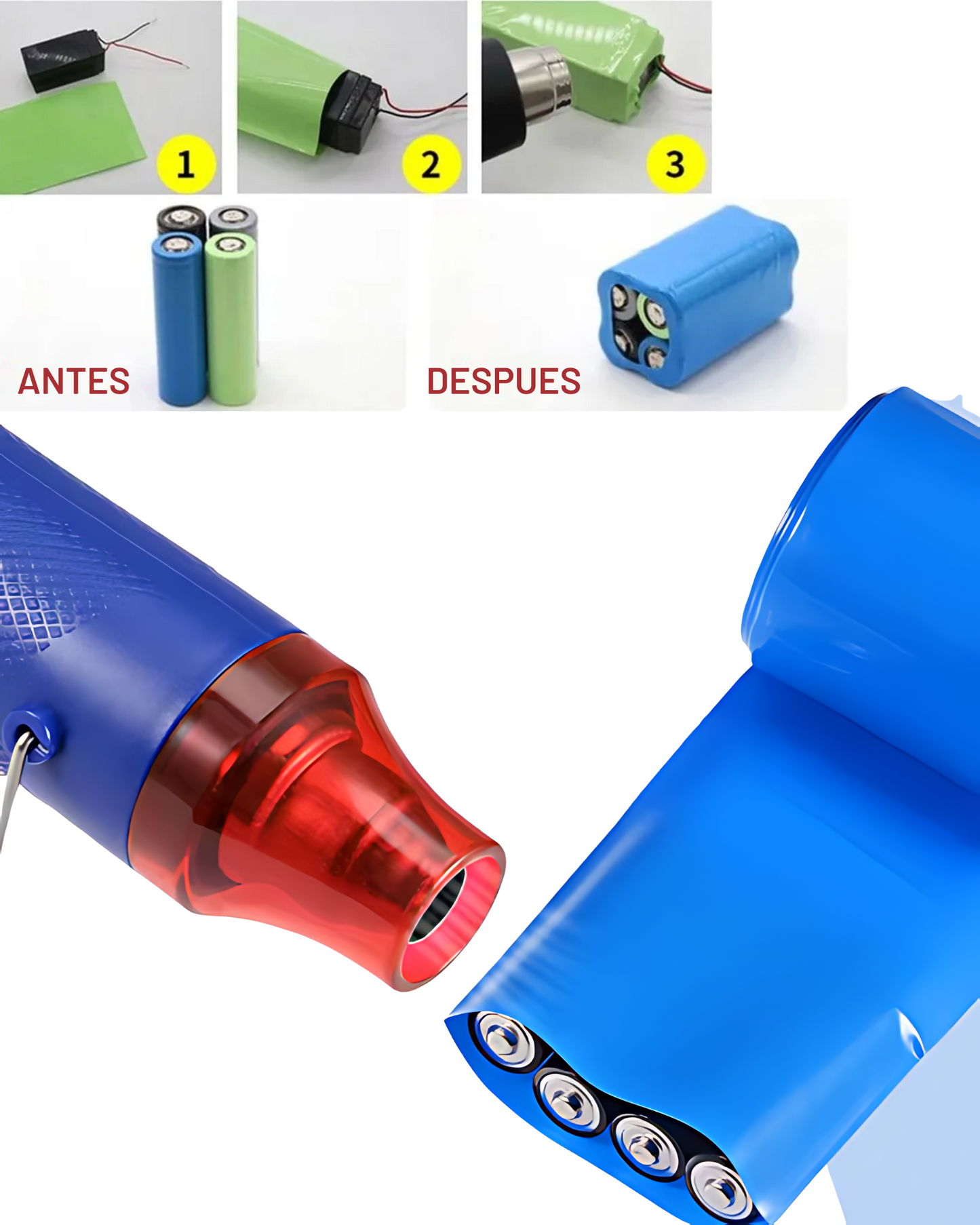 Tubo aislante eléctrico termocontractil 75mm PVC Azul | Aislante eléctrico para baterías de litio | Aislante encogible al calor