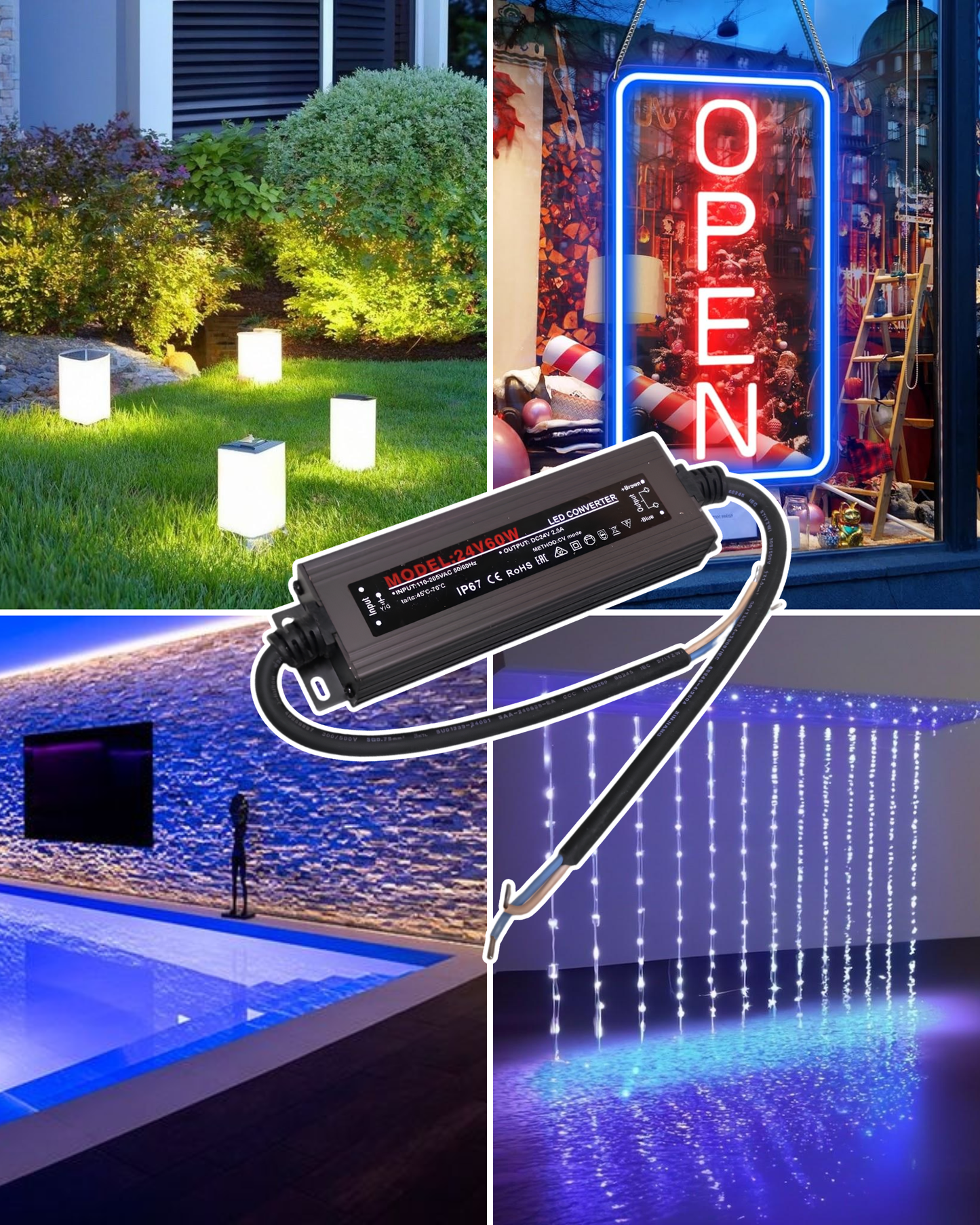 Fuente conmutada para exterior IP67 24V 300W 110 VAC - 220 VAC | Fuente de alimentación impermeable