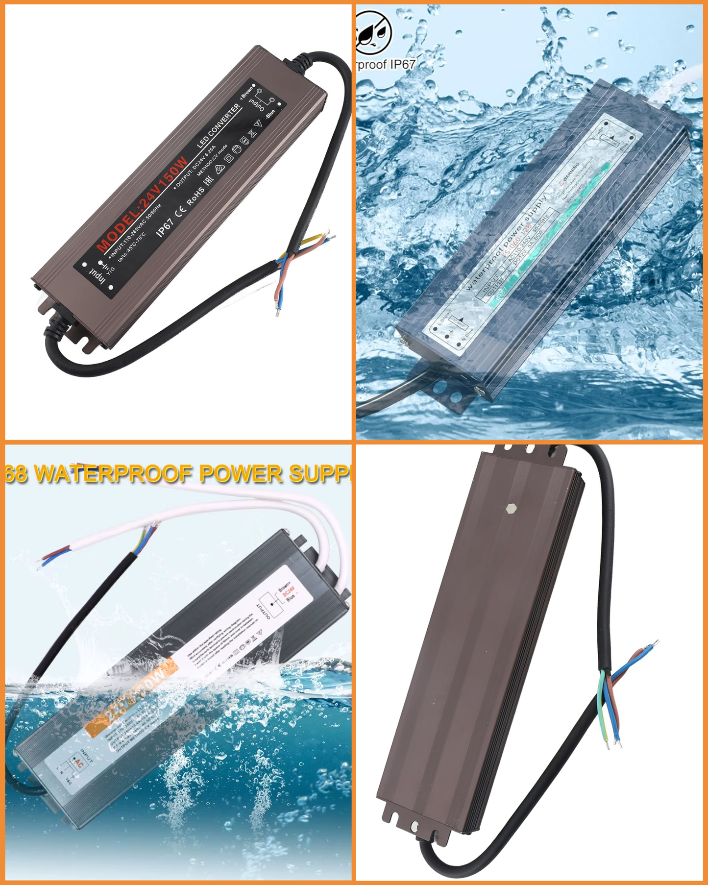 Fuente conmutada para exterior IP67 24V 300W 110 VAC - 220 VAC | Fuente de alimentación impermeable