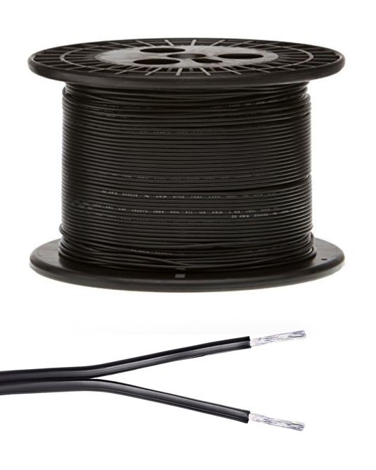 Cable para tira LED 2 hilos calibre 22AWG | Cable de alimentación de eliminador 2 vías color negro