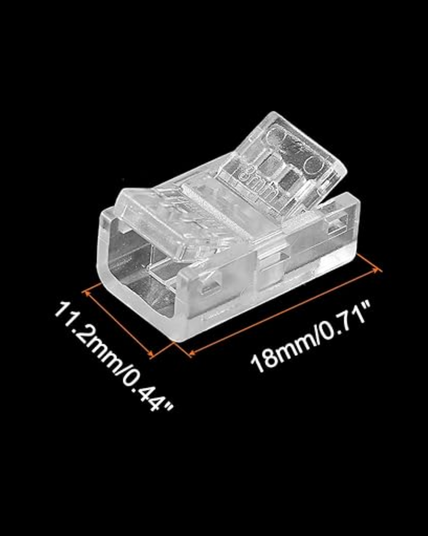 Conector transparente para Tira LED 10mm | Cople empalme para Tira de LED