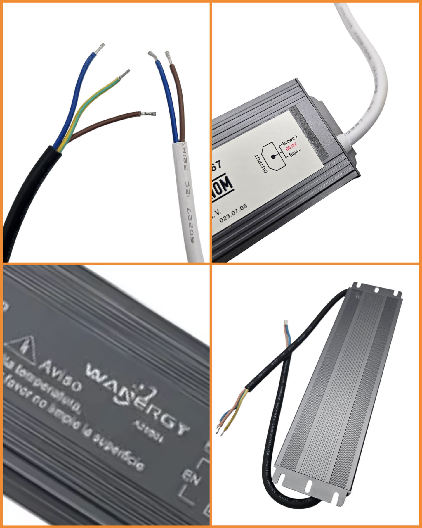 Fuente conmutada para exterior IP67 150W 110 VAC - 220 VAC | Fuente de alimentación impermeable 12V 12.5A | Wanergy 67801
