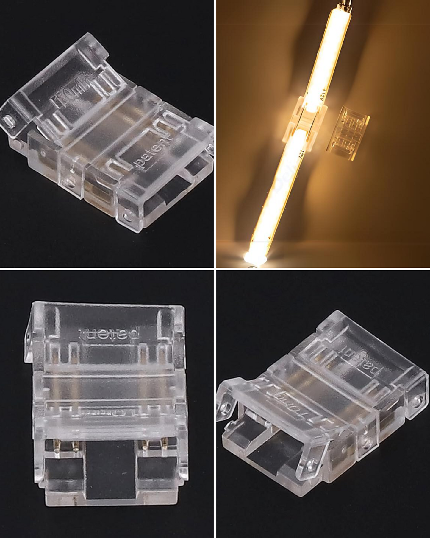 Conector transparente para Tira LED 10mm | Cople empalme para Tira de LED