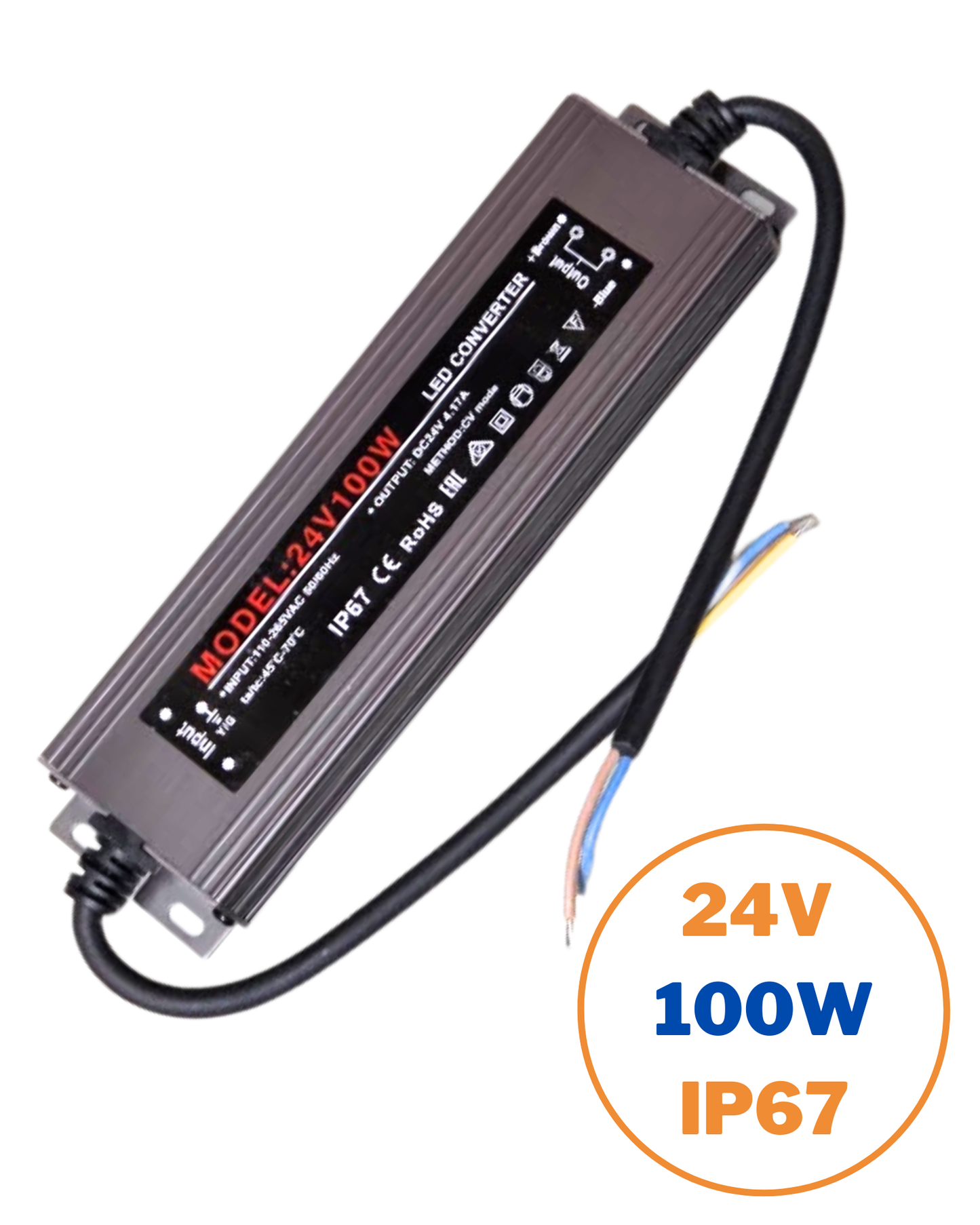 Fuente conmutada para exterior IP67 24V 100W 110 VAC - 220 VAC | Fuente de alimentación impermeable