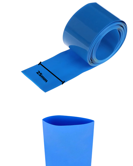 Tubo aislante eléctrico termocontractil 25mm PVC Azul | Aislante eléctrico para baterías de litio | Aislante encogible al calor