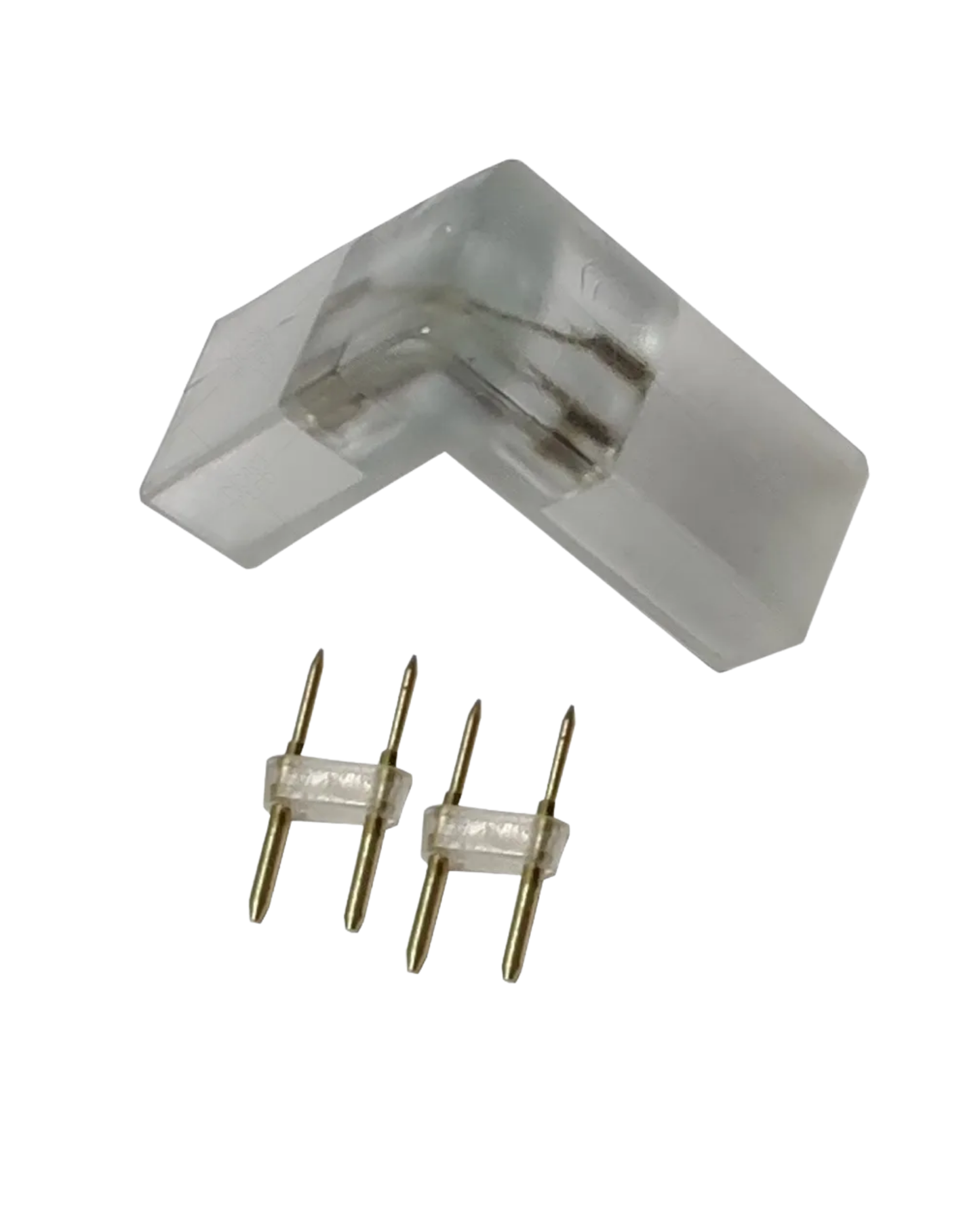Conector transparente en L para Manguera LED 7mm | Cople empalme en escuadra para Manguera LED Neonflex