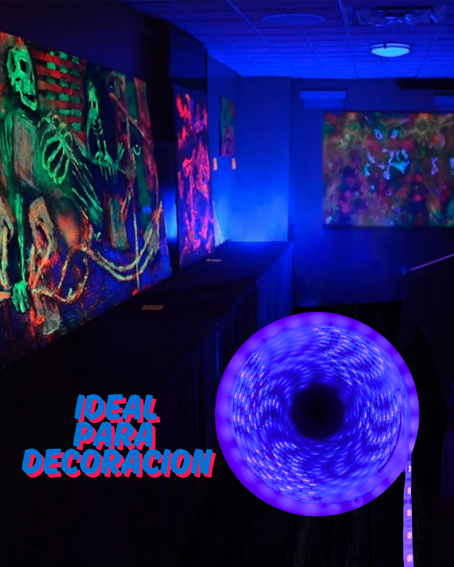 Tira de luz LED 5050 UV Ultravioleta | 12 Volts | Luz negra