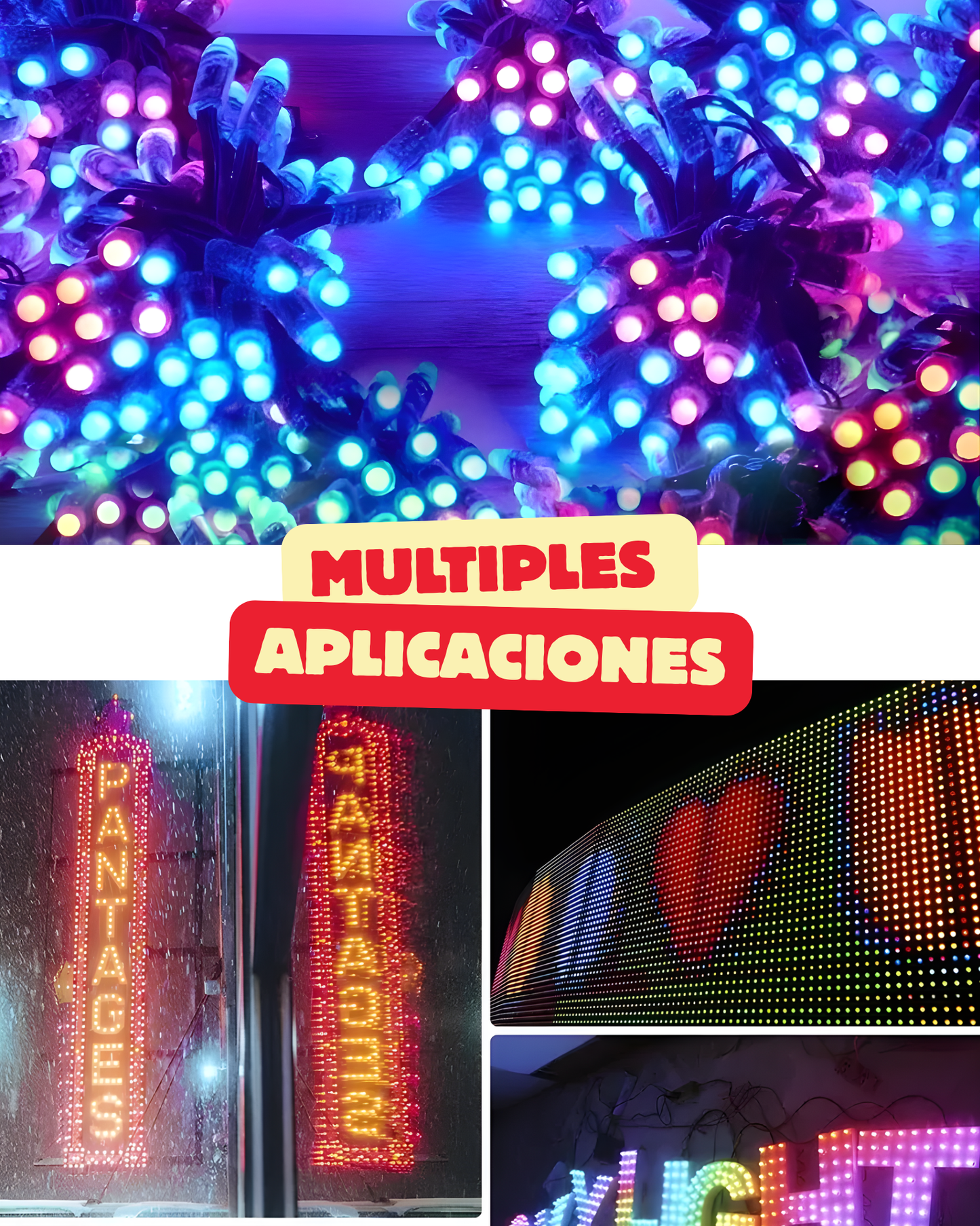 Foco Pixel LED RGB WS2811B 12mm | Tira 50 focos tipo bala 5V programables Neopixel Impermeable IP65