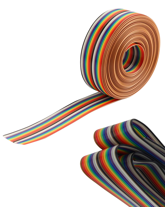 Cable plano arcoíris 20 vías 28AWG | Cable Ribbon multicolor Pitch estándar 20 hilos