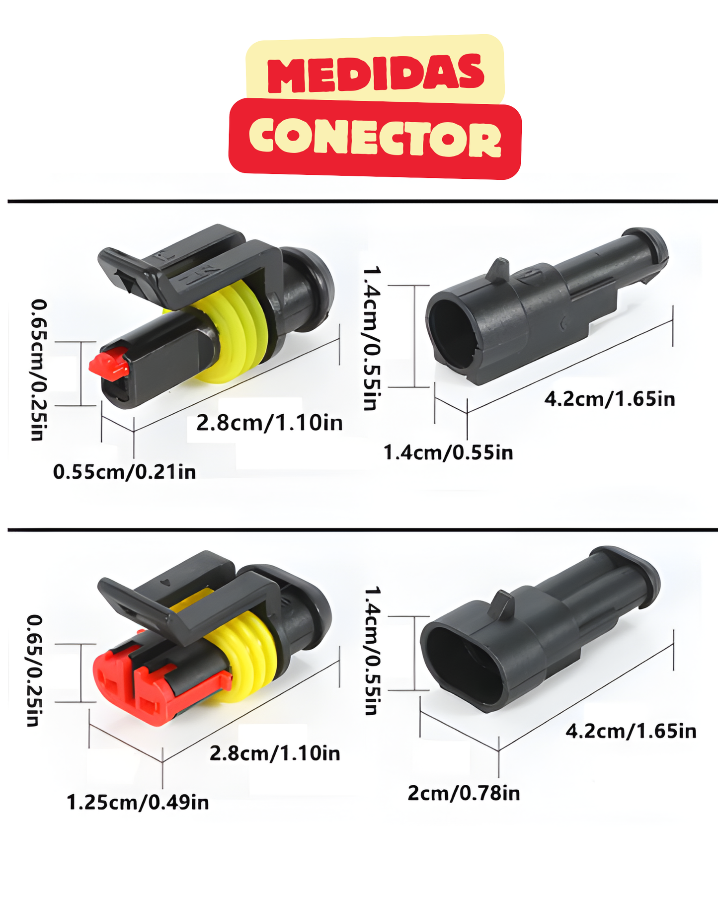 Conector eléctrico impermeable HID | Arnes electrico a prueba de agua 1 pin | 2 pines | 3 pines | 4 pines | 5 pines | 6 pines